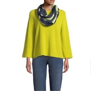 Eileen Fisher merino wool rib knit bell sleeve sweater, size xs, VGUC.